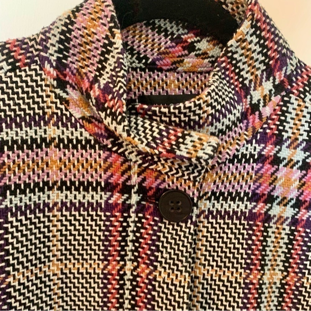 HALOGEN Tweed Crop Jacket Blazer Oversized Knit High Collar Boxy L Multicolor - Picture 10 of 10